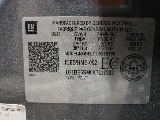 1G1BE5SM6K7117902 2019 CHEVROLET CRUZE