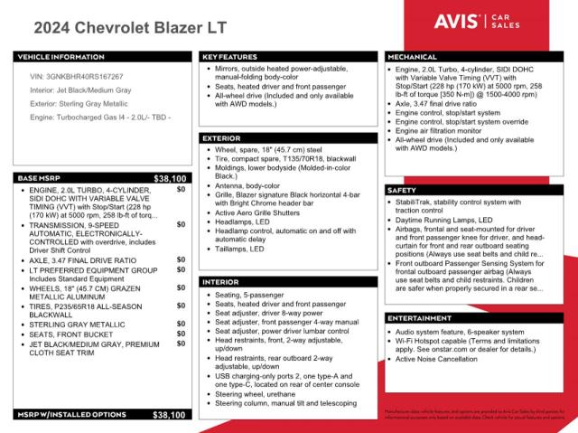 2024 CHEVROLET BLAZER 2LT - 3GNKBHR40RS167267