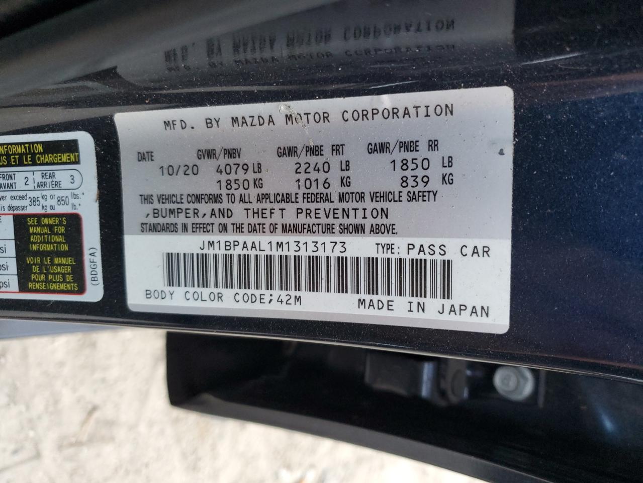 Lot #2979336900 2021 MAZDA 3