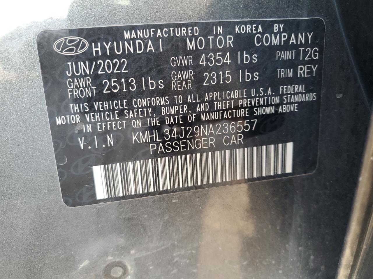 Lot #3020991458 2022 HYUNDAI SONATA LIM