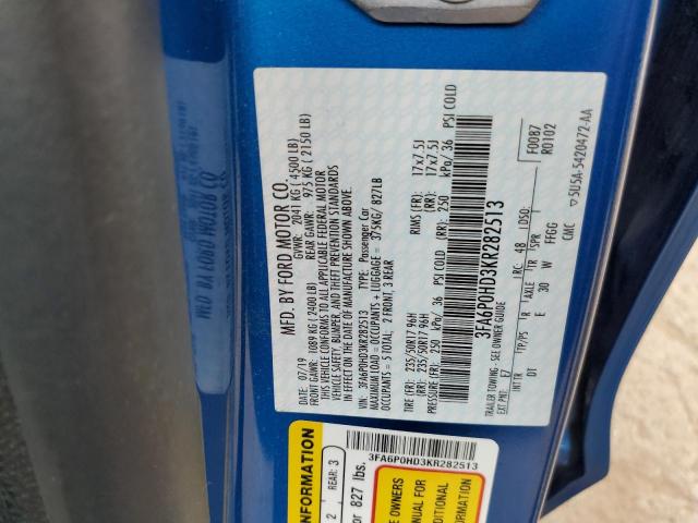 2019 FORD FUSION SE - 3FA6P0HD3KR282513