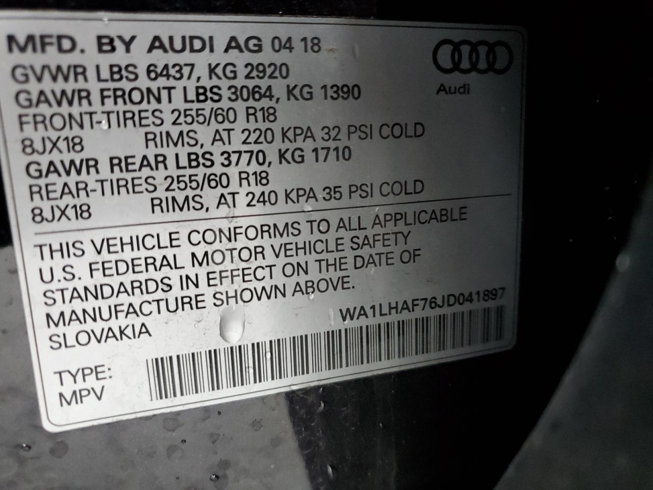 Lot #3052271632 2018 AUDI Q7 PREMIUM