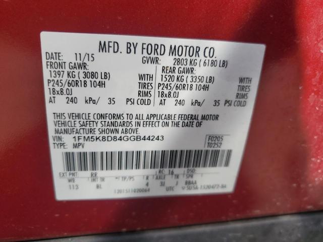 VIN 1FM5K8D84GGB44243 2016 Ford Explorer, Xlt no.13