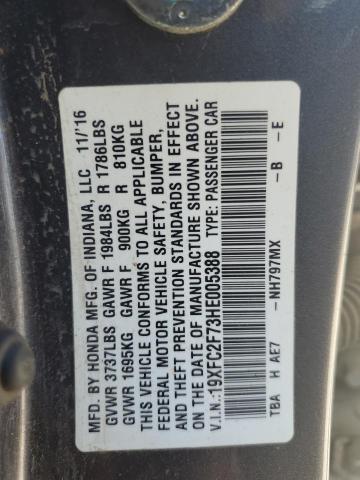 VIN 19XFC2F73HE005388 2017 Honda Civic, EX no.12