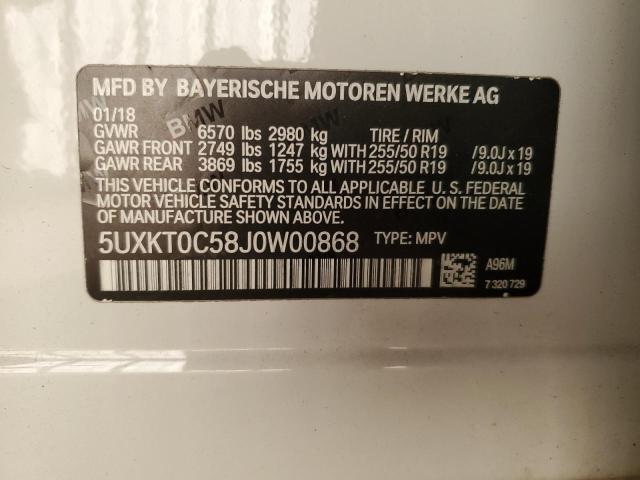 VIN 5UXKT0C58J0W00868 2018 BMW X5, Xdr40E no.14