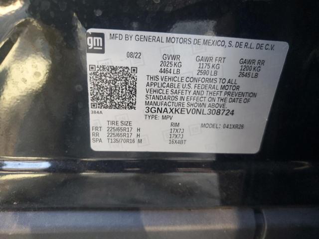 2022 CHEVROLET EQUINOX LT - 3GNAXKEV0NL308724