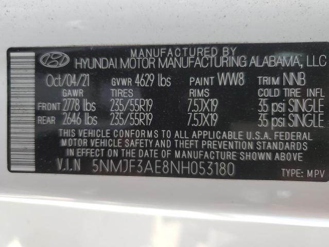 2022 HYUNDAI TUCSON 5NMJF3AE8NH053180