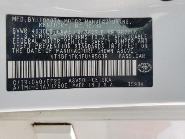 2015 TOYOTA CAMRY LE 4T1BF1FK1FU485638