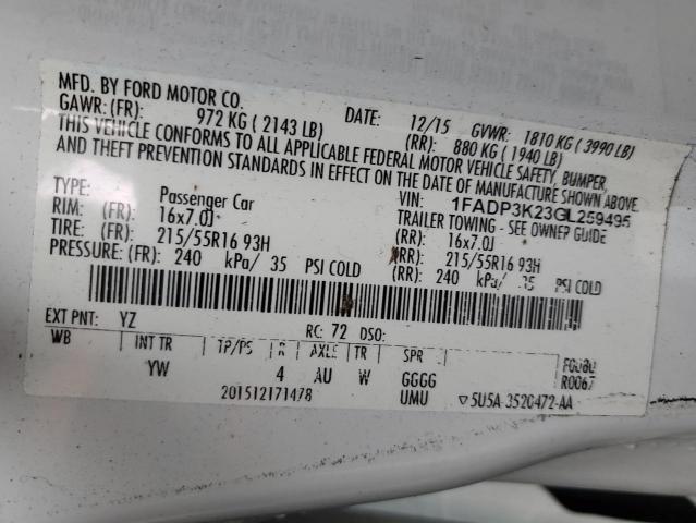 2016 FORD FOCUS SE - 1FADP3K23GL259495