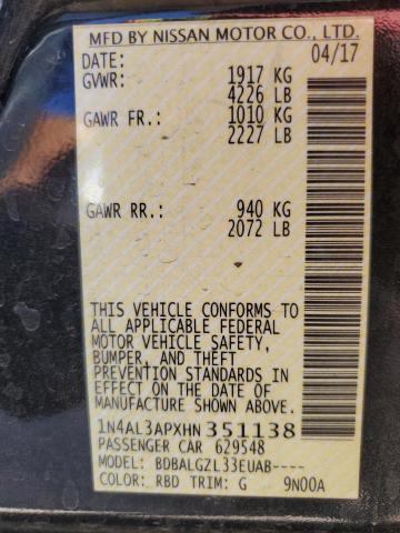 2017 NISSAN ALTIMA 2.5 - 1N4AL3APXHN351138