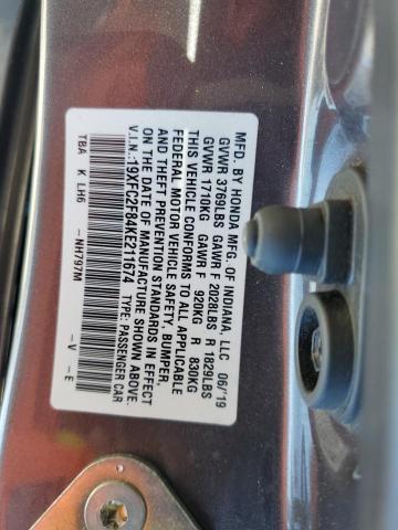 19XFC2F84KE211674 2019 HONDA CIVIC