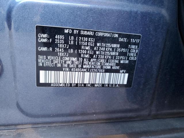 VIN 4S4BSANC7J3267868 2018 Subaru Outback, 2.5I Lim... no.13