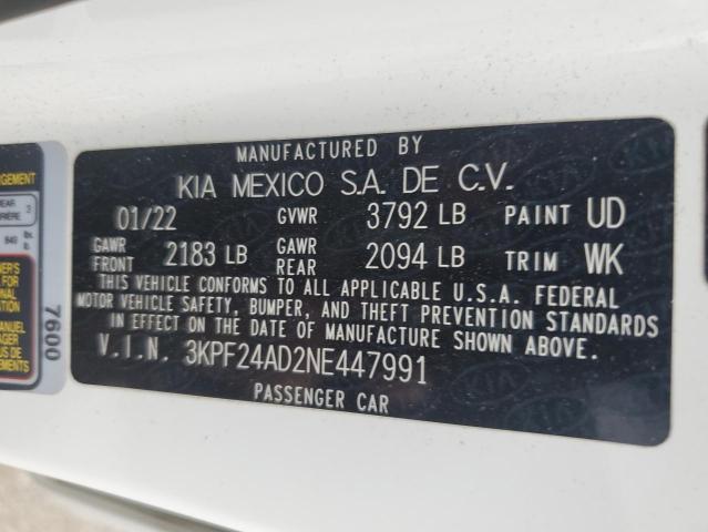 VIN 3KPF24AD2NE447991 2022 KIA FORTE no.12