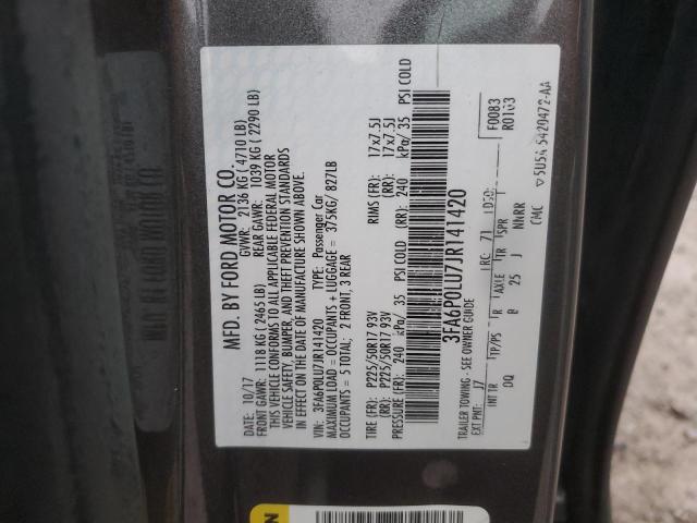 VIN 3FA6P0LU7JR141420 2018 Ford Fusion, Se Hybrid no.13