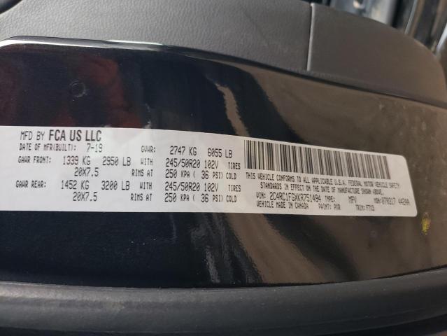 2019 CHRYSLER PACIFICA T - 2C4RC1FGXKR751494