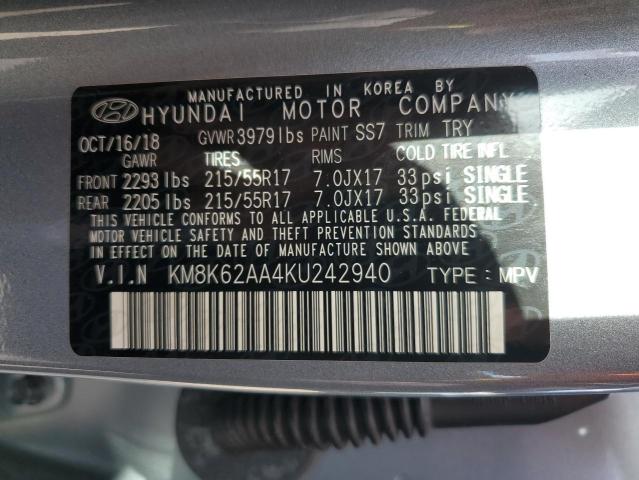 2019 HYUNDAI KONA SEL - KM8K62AA4KU242940