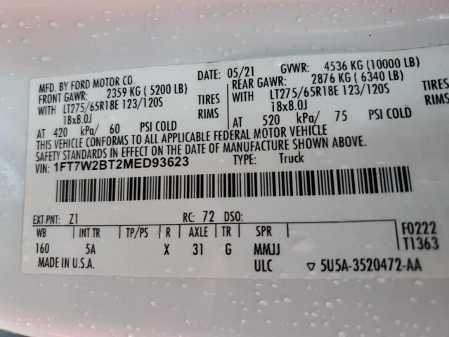 2021 FORD F250 SUPER - 1FT7W2BT2MED93623