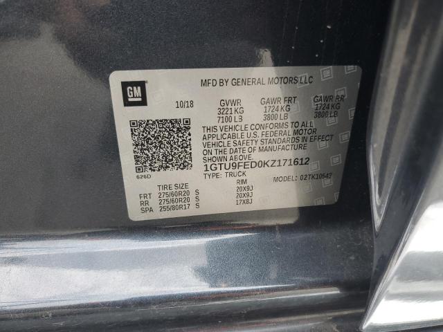 2019 GMC SIERRA K15 - 1GTU9FED0KZ171612