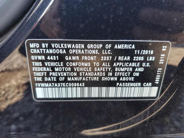 VIN 1VWMA7A37KC009843 2019 Volkswagen Passat, Se R-... no.13