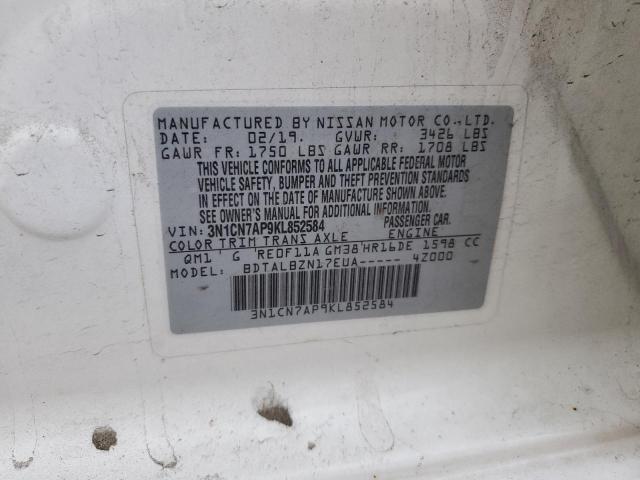 2019 NISSAN VERSA S - 3N1CN7AP9KL852584
