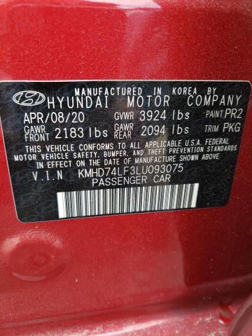 VIN KMHD74LF3LU093075 2020 Hyundai Elantra, SE no.13