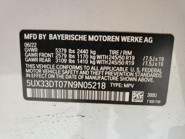 2022 BMW X4 XDRIVE3 - 5UX33DT07N9N05218