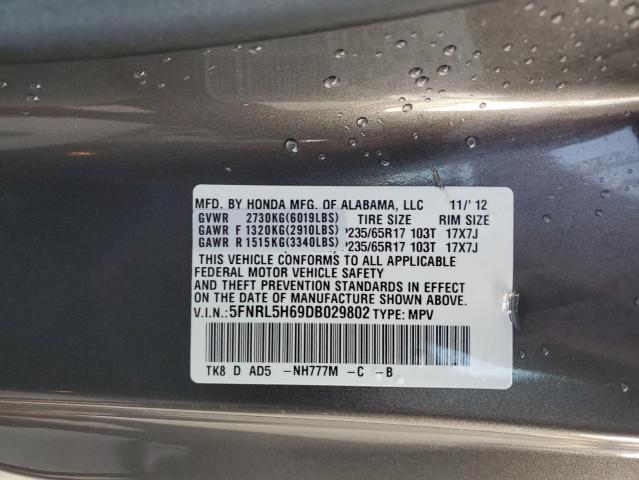 VIN 5FNRL5H69DB029802 2013 Honda Odyssey, Exl no.14