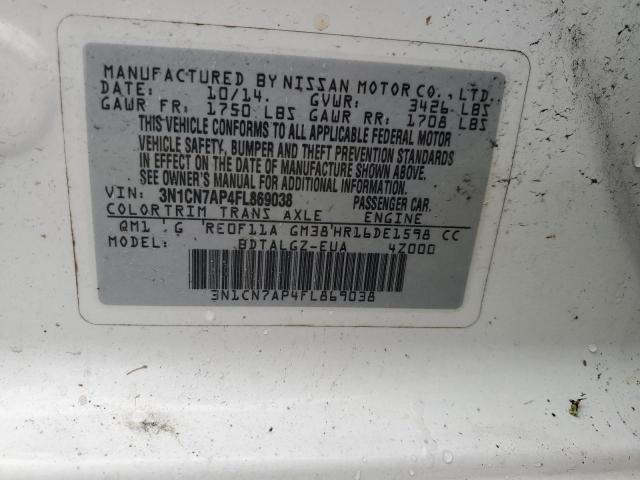 VIN 3N1CN7AP4FL869038 2015 Nissan Versa, S no.12