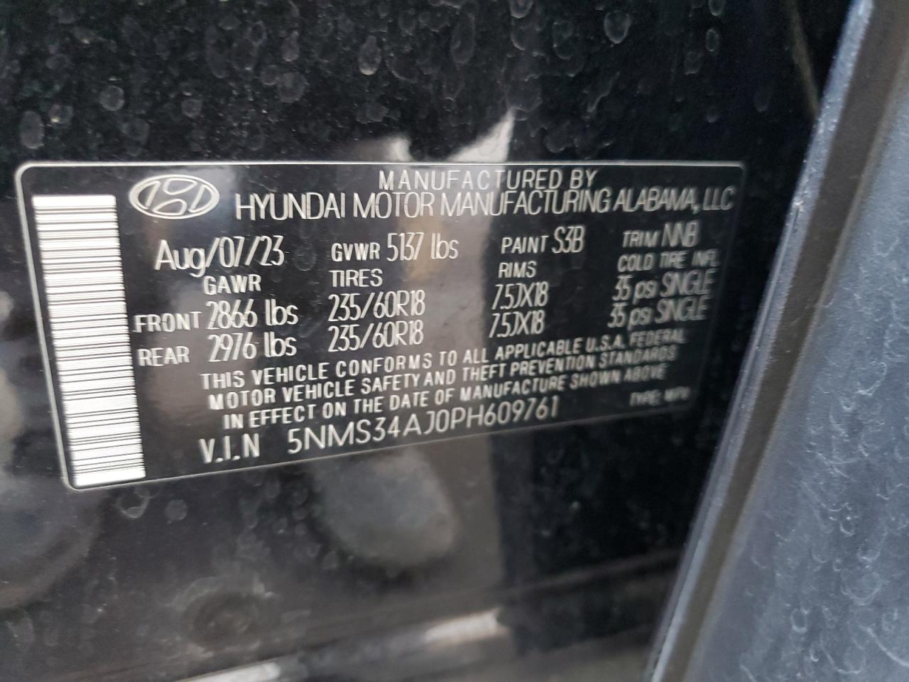 Lot #2969964967 2023 HYUNDAI SANTA FE S