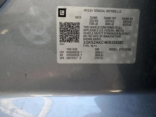 2019 GMC YUKON SLE 1GKS2AKC4KR334387