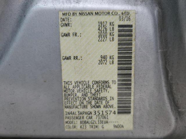 2016 NISSAN ALTIMA 2.5 - 1N4AL3APXGN351574