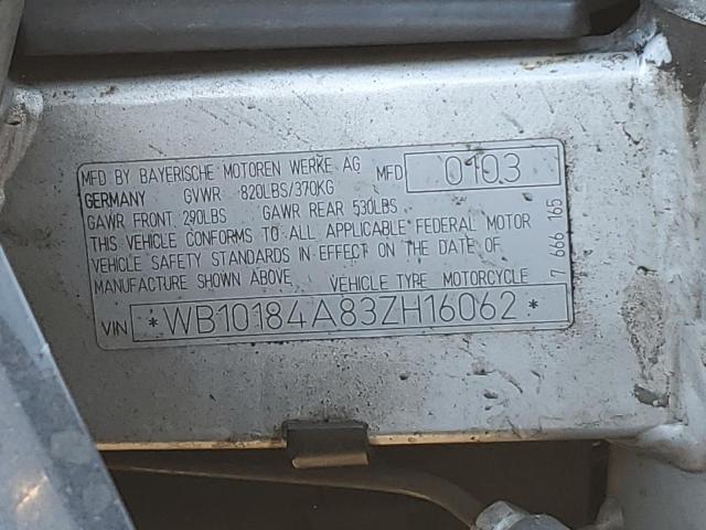 2003 BMW F650 CS WB10184A83ZH16062