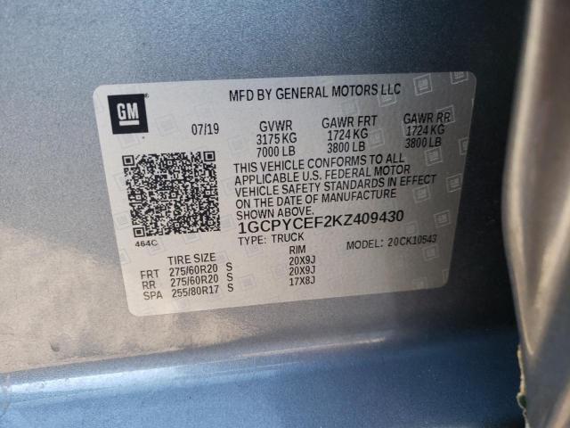2019 CHEVROLET SILVERADO - 1GCPYCEF2KZ409430