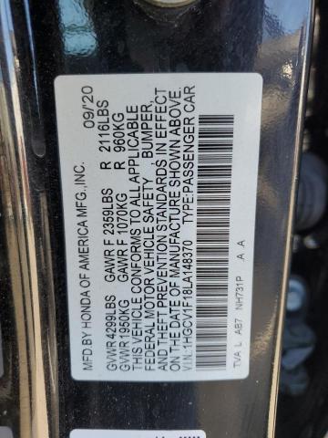 VIN 1HGCV1F18LA148370 2020 Honda Accord, LX no.13