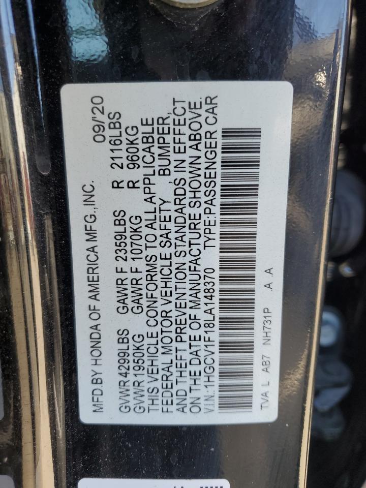 Lot #2924091123 2020 HONDA ACCORD LX