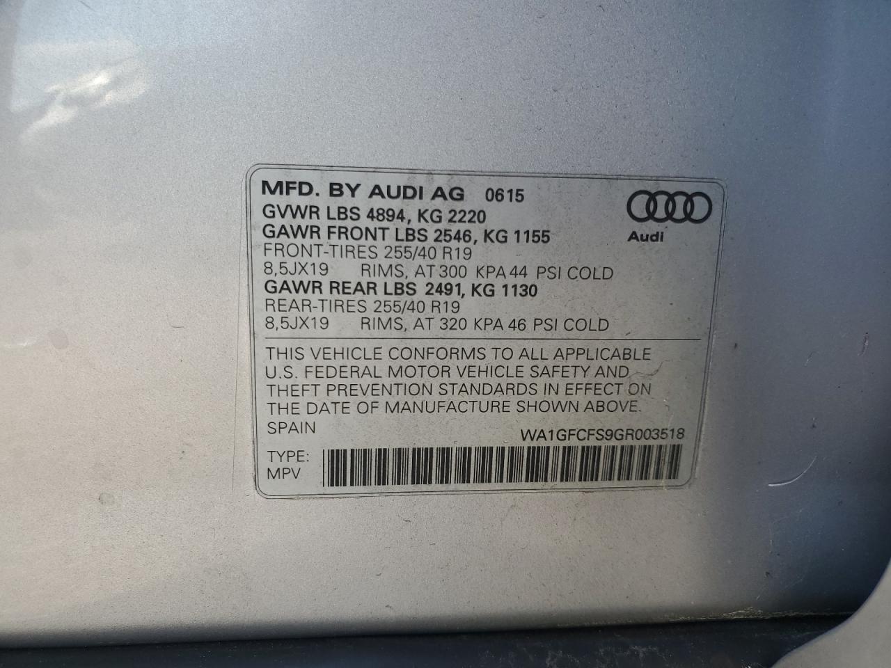 Lot #2938054935 2016 AUDI Q3 PRESTIG