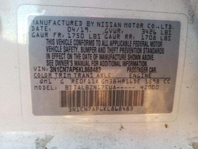 2019 NISSAN VERSA S - 3N1CN7AP6KL868483