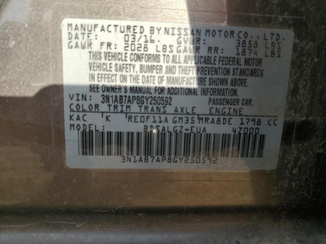2016 NISSAN SENTRA S - 3N1AB7AP8GY250592