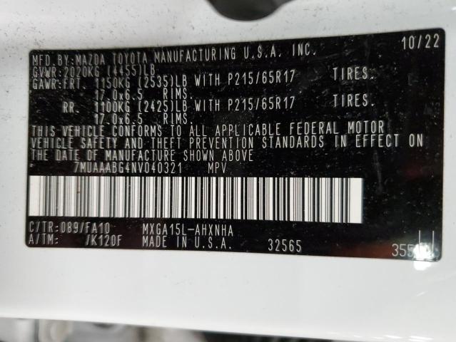 2022 TOYOTA COROLLA CR - 7MUAAABG4NV040321