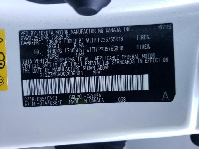 2016 LEXUS RX 350 - 2T2ZZMCA0GC006191