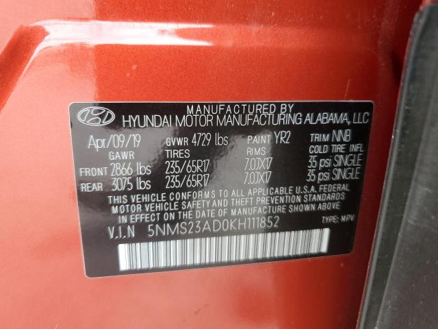2019 HYUNDAI SANTA FE S - 5NMS23AD0KH111852