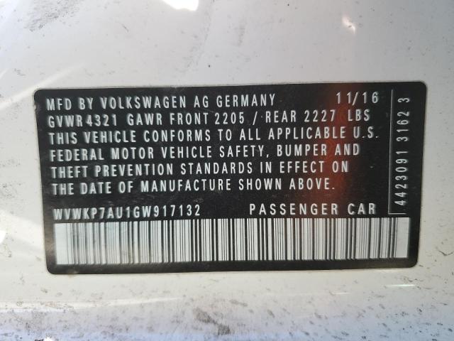2016 VOLKSWAGEN E-GOLF SE - WVWKP7AU1GW917132