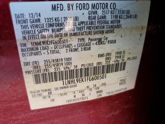 2015 LINCOLN MKS 1LNHL9EK1FG600501