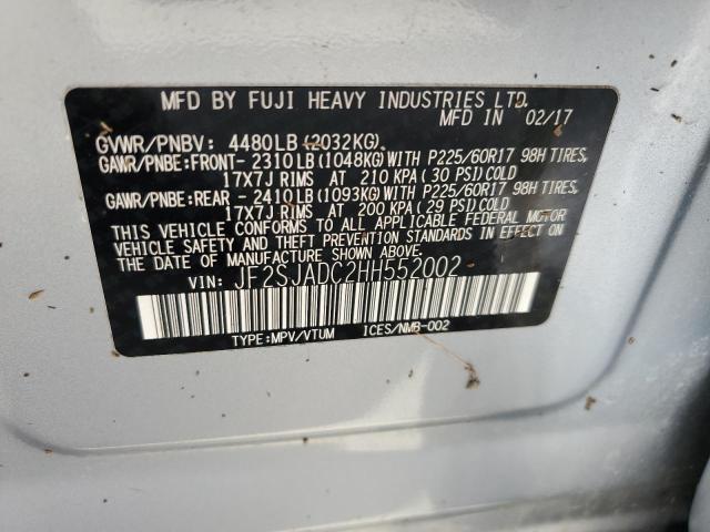 2017 SUBARU FORESTER 2 - JF2SJADC2HH552002
