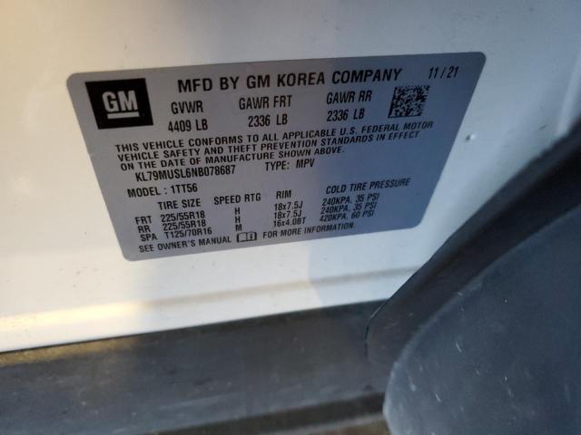 2022 CHEVROLET TRAILBLAZE - KL79MUSL6NB078687