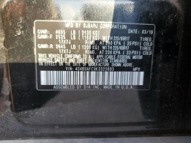 2019 SUBARU OUTBACK 2. - 4S4BSAFC0K3322693