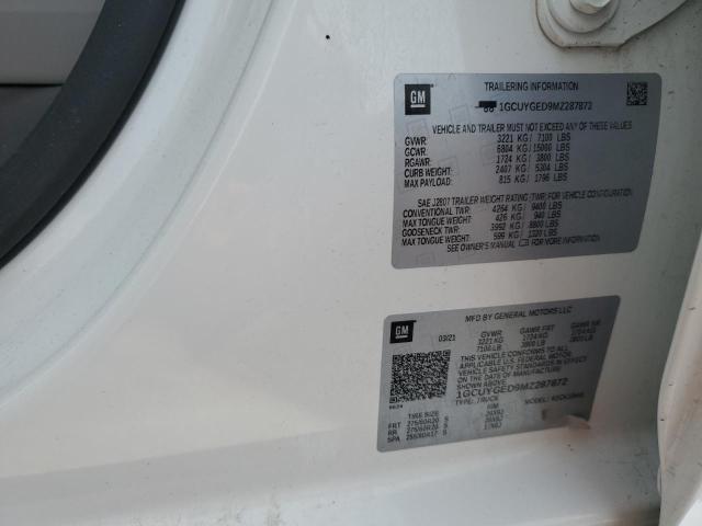 2021 CHEVROLET SILVERADO 1GCUYGED9MZ287872