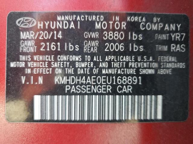 VIN KMHDH4AE0EU168891 2014 Hyundai Elantra, SE no.12