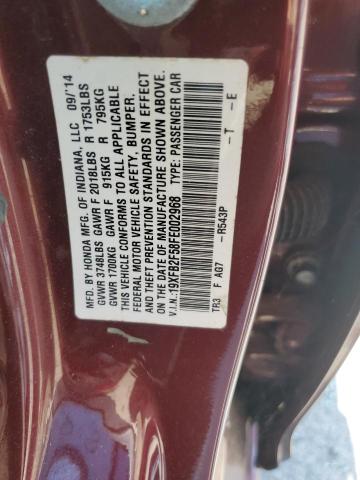 VIN 19XFB2F58FE002968 2015 Honda Civic, LX no.12