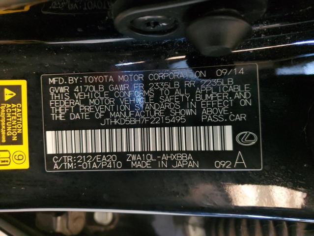 2015 LEXUS CT 200 JTHKD5BH7F2215495